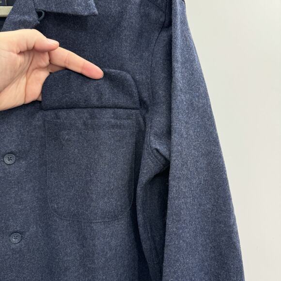 Pendleton The Original Board Shirt Mens Small Navy Blue Solid Virgin Wool Button - Picture 3 of 8